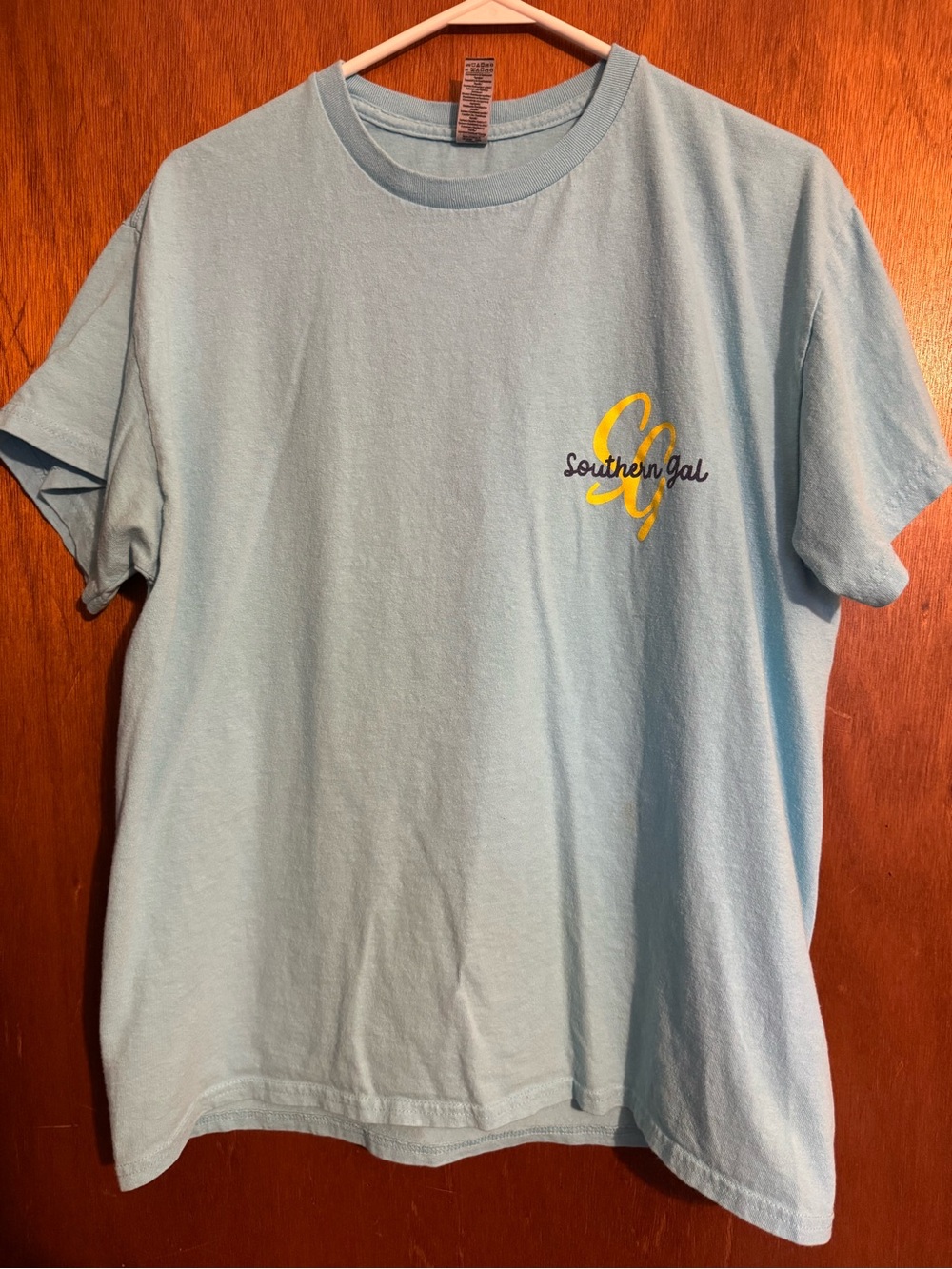 Womens Light Blue Crewneck T-Shirt Southern Mama pineapple